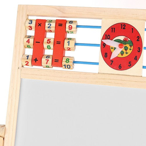 Houten Dubbelzijdig Educatief Bord 6-in-1 met Accessoires – Schoolbord, Magnetisch Bord, Abacus en Meer - Kruzzel
