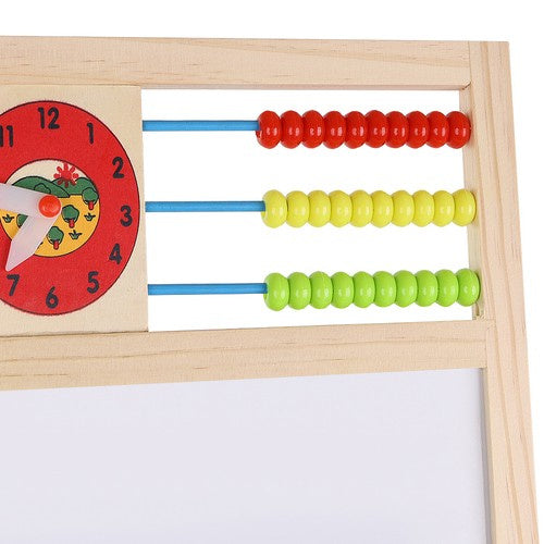 Houten Dubbelzijdig Educatief Bord 6-in-1 met Accessoires – Schoolbord, Magnetisch Bord, Abacus en Meer - Kruzzel