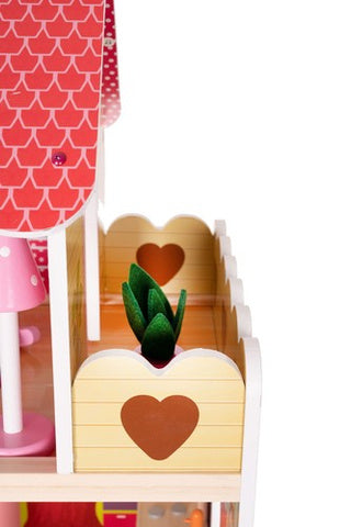Houten Poppenhuis XXL – 90 cm, 3 Verdiepingen, Zwembad, LED-verlichting! - Kruzzel
