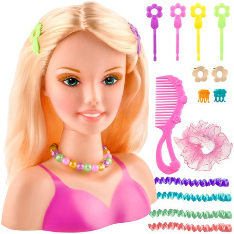 Stylinghoofd met Accessoires - Complete Haarstyling Set met Roterend Hoofd, Kleurrijke Haarspelden, Highlights, Ketting en Kam - Kruzzel
