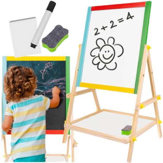 Dubbelzijdig Magnetisch Krijt- en Whiteboard | Draaibaar & Educatief Speelplezier - Kruzzel