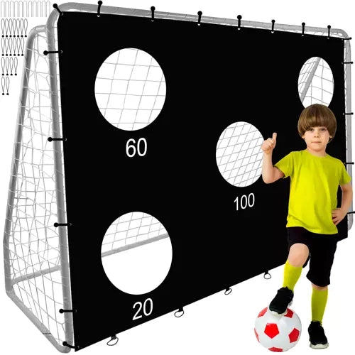 Grote metalen voetbaldoel met doelmat – Stevige constructie, eenvoudig op te zetten, ideaal voor het trainen van nauwkeurige schoten - Voetbalgoal - Trizand