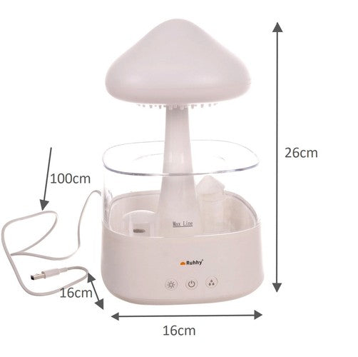 Ruhhy - Ultrasone Luchtbevochtiger met LED Regen & Nachtlamp Effect - Wit